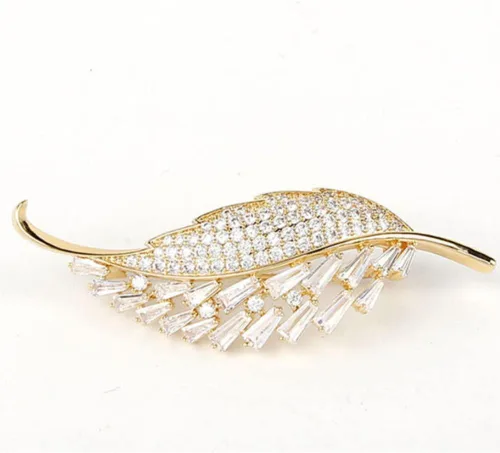 Vista 3 de Broches de moda para mujer, elegantes broches de ramillete de hojas para mujer, joyería de moda para disfraz de perlas, broches y alfileres