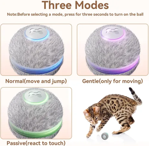 Vista 4 de Cheerble Juguetes interactivos para gatos de interior, juguete automático para gatos de interior aburridos, juguetes eléctricos para gatitos con Gris