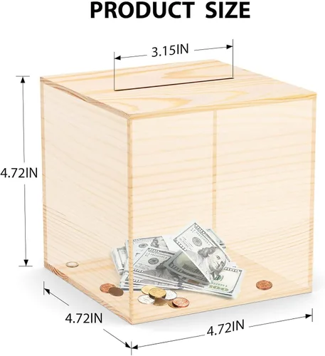 Vista 2 de Alcancía creativa para adultos con dinero real, caja de dinero de madera natural, solo puede salvar la alcancía que no se puede sacar
