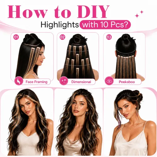 Vista 5 de Ve Sunny Extensiones de cabello humano real con cinta, cabello humano Remy, lacio, doble cara, color marrón oscuro, balayage, rubio dorado oscuro