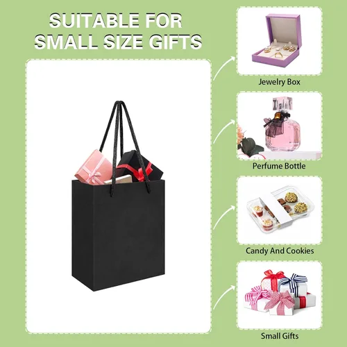 Vista 8 de batifine Bolsas de regalo pequeñas, pequeñas bolsas de joyería con asas, pequeñas bolsas de papel a granel para recuerdos de fiesta, regalos