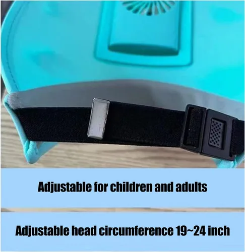 Vista 2 de Sombreros Kawaii con visera solar con ventilador, sombrero de visera de ventilador, sombreros refrescantes para mujereshombresniños para climas