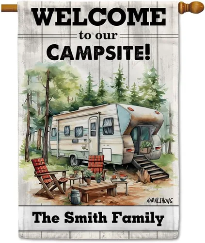 Vista 10 de Custom Welcome to Our Campsite Flag RV Camping Decor 12.5"x18" R26 Style 1