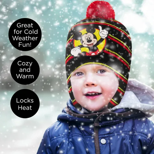 Vista 7 de Disney boys Winter Hat and Mitten Set, Mickey Mouse Toddler Beanie for Ages 2-4