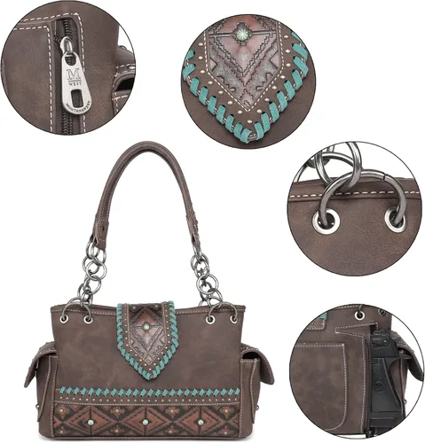 Vista 5 de Montana West Bolso de mano occidental para mujer, bolso de hombro oculto con cartera