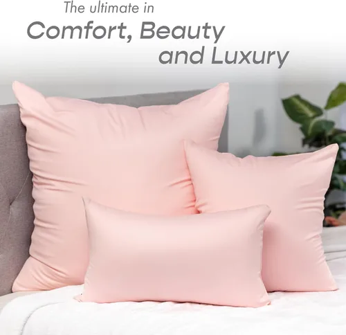 Vista 5 de PILLOWY Almohada Decorativa de 12" x 20" - Crema Durazno: 1 PIEZA Almohada de Microperlas Premium de Lujo con Tela de Nylon/Spandex 85/15. Siempre
