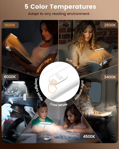 Vista 4 de Glocusent 26 luces LED de lectura para libros en la cama, regalos ideales