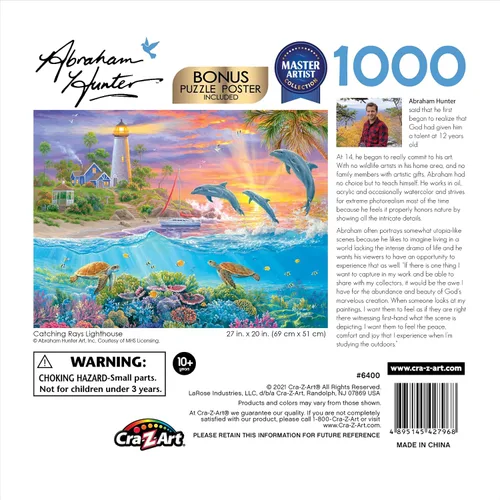 Vista 3 de RoseArt - Abraham Hunter - Catching Rays Lighthouse - Rompecabezas de 1000 piezas para adultos