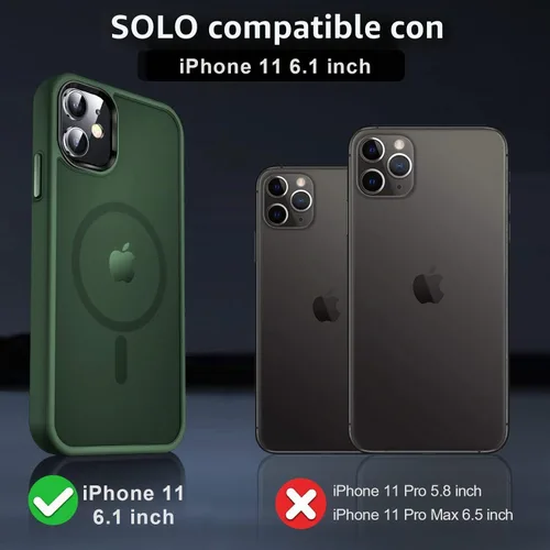 Vista 7 de MOCCA - Funda magnética a prueba de golpes para iPhone 11, color verde Verde medianoche