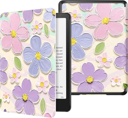 Vista 36 de MoKo Funda para Kindle Paperwhite de 7" 12ª generación 2024/Colorsoft, Pink Mármol de oro rosa claro