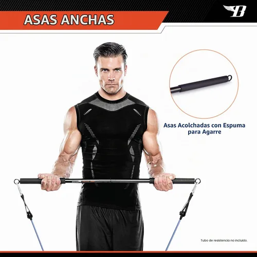 Vista 4 de BIONIC BODY Barra recta de entrenamiento de resistencia ligera de 36 pulgadas - Se adapta a todas las bandas de resistencia/accesorios