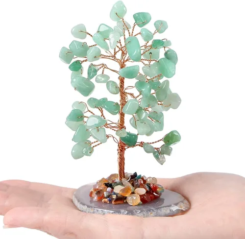 Vista 8 de Árbol de la vida de chakras, árbol de cristal para energía positiva, piedras preciosas y cristales, árbol de dinero, decoración de Feng Shui