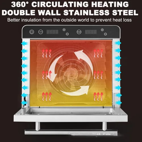 Vista 6 de Deshidratador de alimentos con 6 bandejas, 700 W, eléctrico, de acero inoxidable, con ventana de visualización de vidrio templado, para carne seca