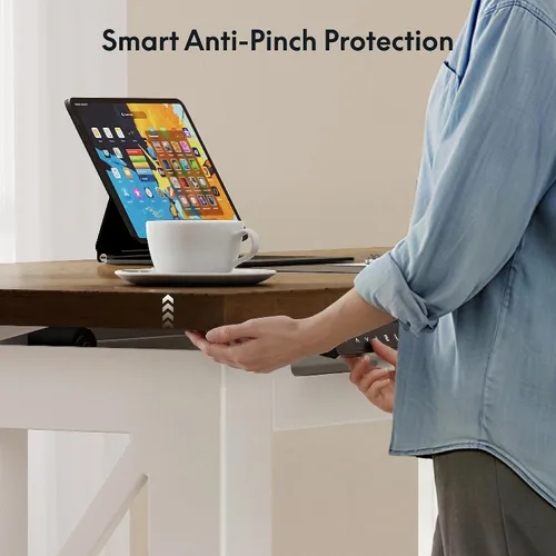 Vista 9 de FLEXISPOT Escritorio ejecutivo de pie en forma de L de 55 x 48 pulgadas con Cereza