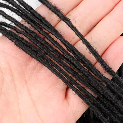 Vista 5 de Extensiones de rastas de cabello humano Cypsin de 6 pulgadas, 60 hebras, 0.2 cm de ancho, 100% cabello humano, extensiones de rastas permanentes