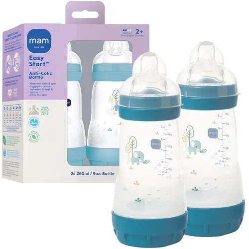 Vista 11 de MAM Biberón ventilado Easy Start Anti-Colic+ de 9 onzas, más de 2 meses, 2 Algodón