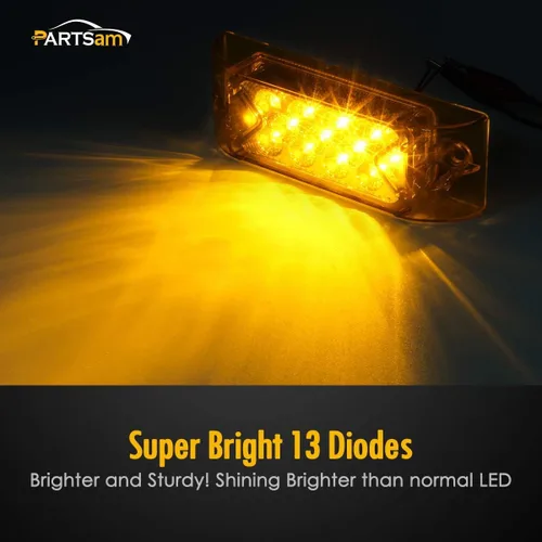 Vista 5 de Partsam 4 luces LED rectangulares de 6 x 2 pulgadas para remolque, luces direccionales, 13 luces LED rectangulares de 12 V para camión, remolque