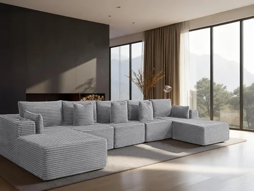Vista 12 de Sofá modular de gran tamaño de 108 pulgadas, cómodo sofá deshuesado en forma de U para sala de estar, asientos extra profundos, sin montaje, sofá