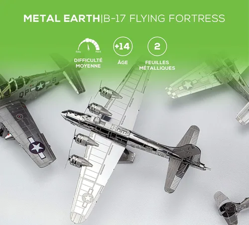 Vista 5 de Kit de modelo metálico 3D de Fascinations Metal Earth B-17 Flying Fortress