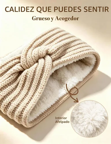 Vista 2 de Chalier Winter Headbands for Women, Crochet Ear Warmer Headband Beige/Negro/Gris Oscuro/Rojo