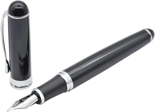Vista 5 de Gullor Pluma estilográfica ejecutiva avanzada Jinhao 750 negro brillante con plata