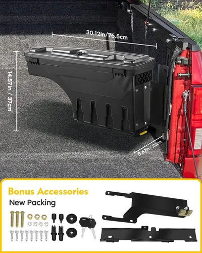 Vista 5 de OCPTY Caja de almacenamiento con cerradura para caja de camioneta lateral del pasajero, compatible con Ford F-150 2015-2022 Caja de almacenamiento