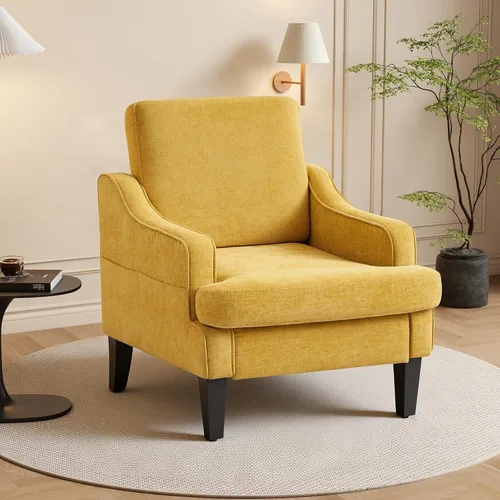 Vista 13 de Silla decorativa para sala de estar, sillón de mediados de siglo, sillas de sala de estar, silla de lectura tapizada para dormitorio, sofá Beige