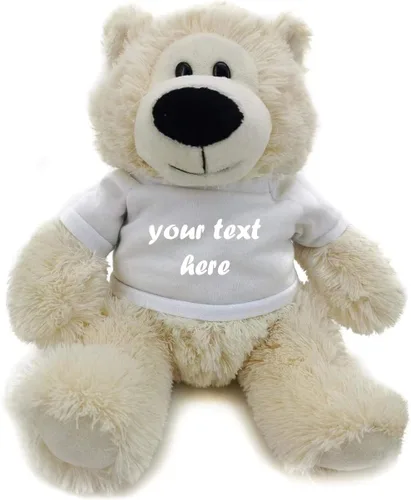 Vista 17 de Plushland Cream Sophie Bear 12.0 in, regalo personalizado para animales de peluche, texto personalizado en la camisa, gran regalo para el día