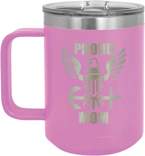 Vista 16 de PROUD NAVY MOM BLACK Taza de café de 15 oz con tapa deslizante Taza de café de viaje aislada Ideas de regalos del día de la madre de hijo o hija