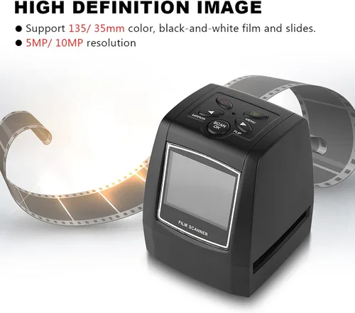 Vista 2 de Visor de diapositivas de escáner de películas, convierte 135 películas/diapositivas/negativos a fotos JPG digitales, compatible con tarjeta MMC