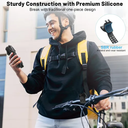 Vista 7 de Soporte desmontable para teléfono de bicicleta, ajuste de rotación de 360 grados, adecuado para teléfonos inteligentes de 4 a 6.5 pulgadas