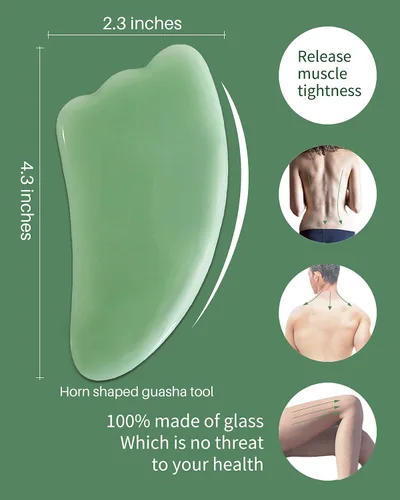 Vista 12 de MoHern 4 herramientas de masaje Gua Sha para cara y cuerpo, verde claro