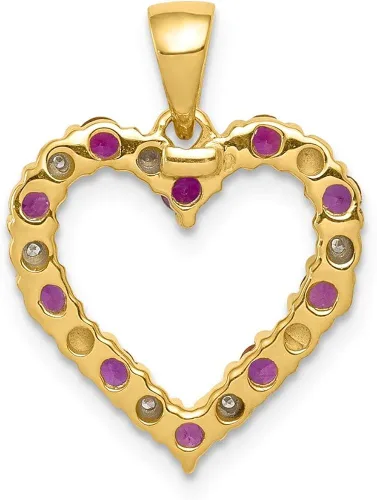 Vista 3 de Colgante de diamante de 14 quilates y corazón rubí de 0,35 estilo PM5270-RU-003-YA