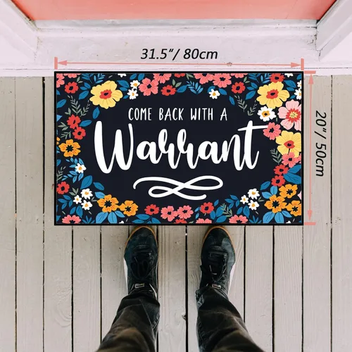Vista 3 de Divertidos felpudos personalizados vienen con una garantía: 31.5 x 20 pulgadas, tapete de bienvenida antideslizante para interiores
