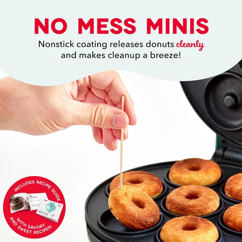 Vista 5 de Dash Express Mini Donut Maker, 7 donas, Aqua Aguamarina