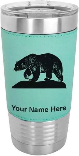 Vista 20 de LaserGram Vaso aislado al vacío de 20 onzas, oso polar, grabado personalizado incluido (piel sintética, estilo béisbol)