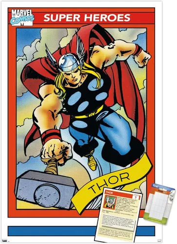 Vista 9 de Trends International Marvel Trading Cards - Póster de pared de Thor, 22.375 x 34 pulgadas, versión premium sin marco