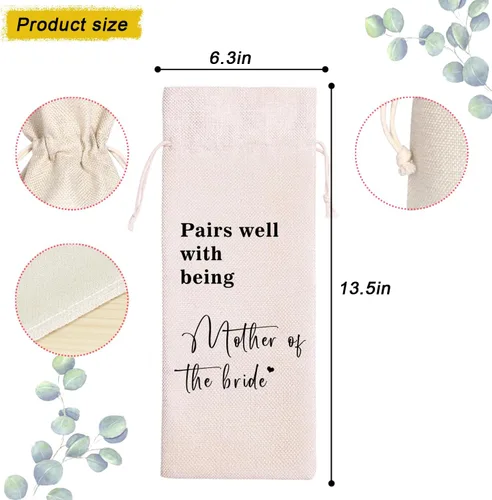 Vista 2 de Maydvdv Bolsa de vino para madre de la novia Regalo de madre del novio Regalo de boda en ley Regalos para padres de novia y novio Bolsa