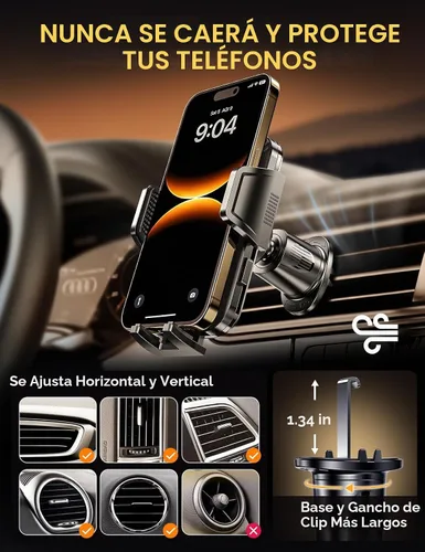 Vista 6 de Soporte de teléfono con ranura para CD, soporte mejorado para teléfono de automóvil con almohadillas de silicona antideslizantes