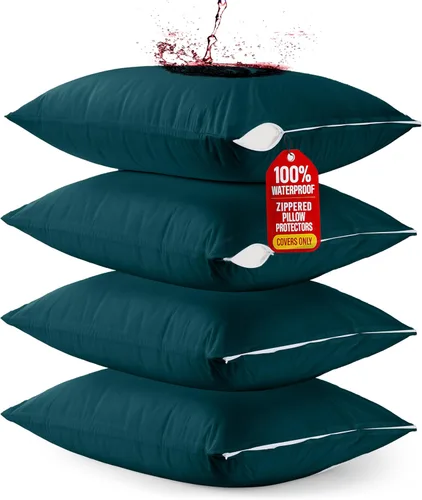 Vista 39 de Utopia Bedding Protector de almohada impermeable, con cremallera, paquete de 2, beige, estándar, funda de almohada a prueba de chinches, de 20 x 26
