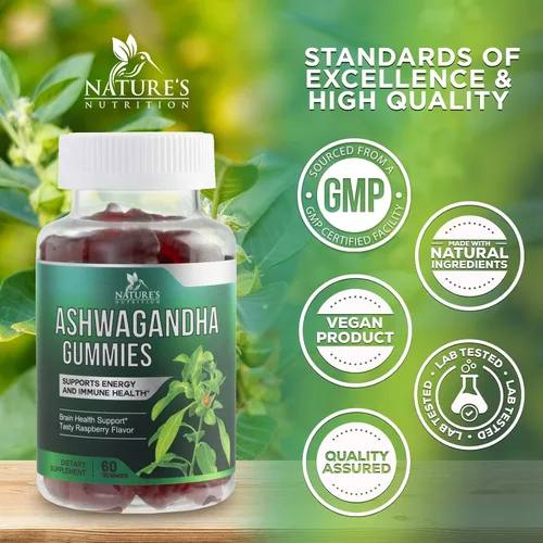 Vista 4 de Gomitas Ashwagandha – Fórmula avanzada de gomitas Ashwagandha para uso diario – Apoyo antioxidante natural y apoyo a la salud cerebral – Calma