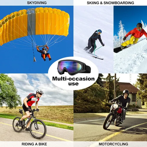 Vista 7 de Gafas de esquí, gafas de motocicleta, paquete de 3 gafas de snowboard para hombres, mujeres, adultos y jóvenes