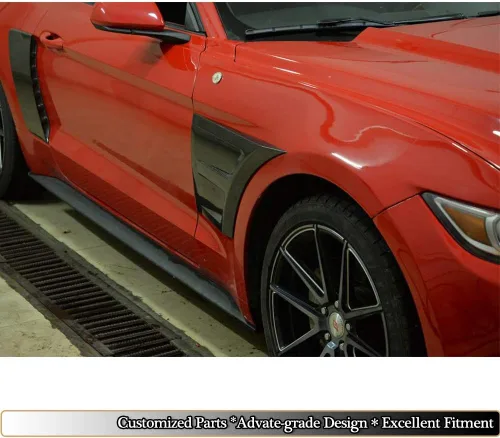 Vista 3 de Ventilación de guardabarros delantero compatible con Ford Mustang GT Coupé Convertible 2015-2019 personalizado de fibra de carbono real CF lateral