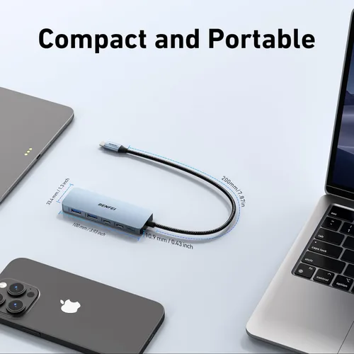 Vista 5 de BENFEI Hub USB C de 10 Gbps, adaptador USB 3.2 de 4 puertos con 2 puertos USB-C y 2 puertos USB-A 3.2 compatibles con MacBook Pro/Air M2 M1, iPad