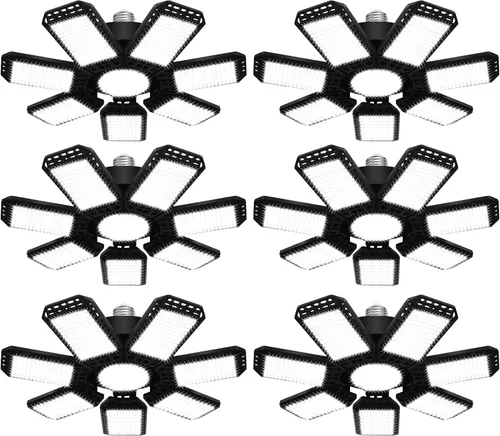 Vista 8 de Paquete de 2 luces LED para garaje, 150W 15000LM 6500K luces LED para taller, luces de garaje de techo LED con 4 paneles deformables, rosca