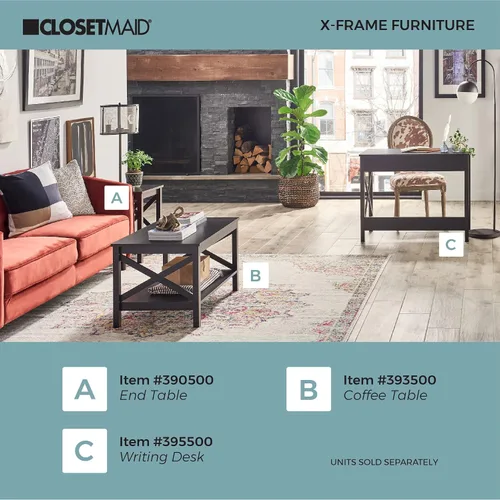 Vista 9 de ClosetMaid 3955 X-Frame Design Escritorio o consola con cajones, madera de nogal negro