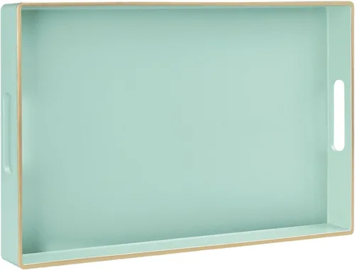Vista 19 de MAONAME - Bandeja decorativa verde oscuro, bandeja de servir redonda de 13 pulgadas con asas, bandejas de plástico para mesa de café, bandejas