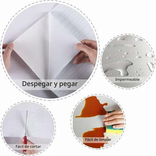 Vista 8 de Papel de contacto de acero inoxidable de 24" x 118" autoadhesivo, papel pintado adhesivo para nevera, despegar y pegar, salpicadero impermeable