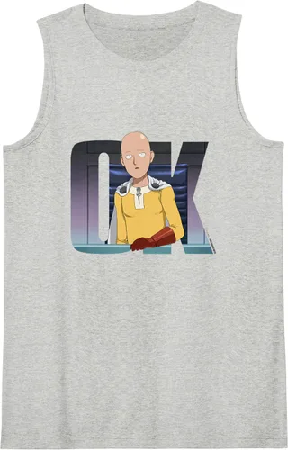 Vista 4 de One Punch Man Camiseta sin mangas Saitama OK, Negro, S Blanco