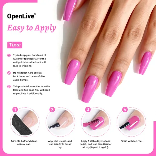 Vista 13 de OpenLive Esmalte de uñas negro de 0.6 fl oz, gran volumen, secado rápido, secado rápido y de larga duración, arte de uñas de color para bricolaje